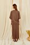 Women's Brown 164 Reglan Sleeve Skirt with Tie Hem and Blouse Modal Set - 6