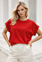 Women's Red Cotton Double Sleeve Detailed Comfortable Fit T-Shirt - 6
