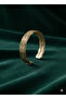 3S Italian Wicker Textured Gold Handcuff Bracelet Steel - 3