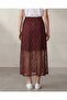 Women Burgundy A-Line Lace Midi Skirt - 4