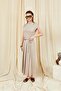 Women's Mink 117 Shoulder Draped Pleated Long Skirt Suit - 2