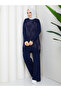 Women's Silk Kupra Cloud Patterned Trousers and Double Mercerized Knitwear Set - 4