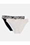 Women Black And Beige Lace Pack of 2 Bikini Brief Set