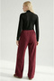 Velvet Waist Tie Wide Leg Regular Trousers - 3