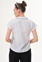 Women's Striped Collared Linen Blouse 260366 - 5