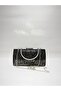 Black Silver Double Color Single Surface Stone Evening Dress Clutch Portfolio Handheld Evening Wedding Engagement Bag - 2