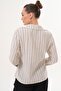 Women's Striped Collar Lace Detailed Linen Shirt 260329 - - 5