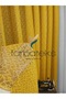 Mustard Dark Yellow Leopard Pattern Knitted Model 2-Layer Pleated Tulle Curtain - 2