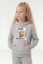 3-Piece Kangaroo Pocket Hooded Sweatshirt for Girls with Mixed Print Detail - 4