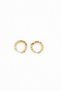 Gold Cube Stone Design Steel Hoop Earrings Alc-X15354 - 3