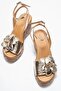 Harold Women's Genuine Leather Wedge Heel Sandals Gold - 4