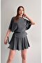 Boat Neck Bat Sleeve Belted Sweater - 2