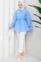 Women's Waist Tunnel Belted Shirt Collar Buttoned Hijab Shirt - 3