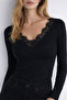 Women's Lace Detailed V-Neck Viscose Fabric Blouse