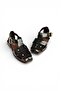 Y458102560 Black Rustic Women's Sandals with Large Buckle Detail - 5