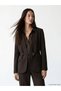 Vizyon New Season Brown Women's Blazer Jacket with Belt at the Waist