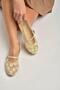 Y726711415 Beige Mesh Floral Motif Embroidered Women's Ballerinas - 3