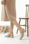 Cream Patent Leather Open Back Square Toe Short Heel Daily Ballerina Women's Heeled Shoes - 2