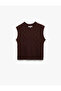 Sleeveless Crew Neck Hair Knit Textured Knitwear Sweater - 3