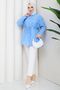 Women's Waist Tunnel Belted Shirt Collar Buttoned Hijab Shirt - 6