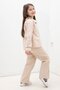 Beige Floral Collar Detailed Jacket and Girls' Trousers 3-Piece Set 23632 - 8