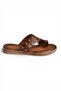 Y390450403 Brown Genuine Leather Women's Slippers with Staple Detail - 6