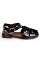 Y458102560 Black Rustic Women's Sandals with Large Buckle Detail - 7