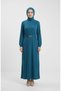 Corded Belted Hijab Dress 2226-03 Petrol - 3