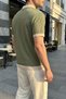 Kövüten Regular Fit Men's Short Sleeve Knitwear Polo Neck Nefti T-Shirt Striped Textured - 3