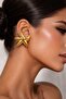 Women's Yellow Color Steel Starfish Stud Earrings - Stylish Star Design - 3