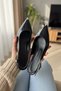 Mando Black Wrinkled Patent Leather (4 cm Heel Length) Pointed Toe Heeled Ballerina Shoes - 3