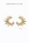 Astra Women's Yellow Steel Stud Earrings - Sparkling Sun Crescent Design - 4