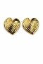 Women's Steel Yellow Plated Corrugated Heart Design Stud Earrings - 2