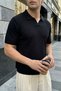 Sion Regular Fit Men's Short Sleeve Knitwear Polo Neck Black T-Shirt