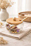 Dry Flower Double Walled Glass Bowl Decorative Storage Container with Bamboo Lid and Spoon