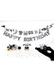 Black - White - Football Themed Straws with Figures (12 Pieces) - 8