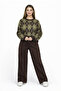 Green Navy Blue Diamond Pattern Crew Neck Oversize Women's Knitwear Sweater - 3