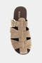 Honey Rome Beige Genuine Suede Buckle Detailed Flat Sole Women's Slippers - 6