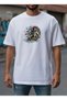 تي شيرت رجالي أبيض منقوش بنسبة 100% قطن بمقاس كبير