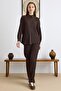 Self-Patterned Shirt and Trousers Two-Piece Set Brown 9412-Tk - 2