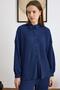 Self-Patterned Shirt and Trousers Two-Piece Set Dark Blue 9412-Tk - 3