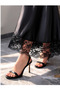 Women's Black Lace Detailed Show Satin Midi Skirt - 4