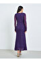 Purple Lace Long Sleeves Bodycon Maxi Dress - 4