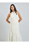 White Lace Sleeveless Ruffled Hem Maxi Dress - 2
