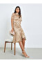 Beige All-Lace Mermaid Hem Midi Dress
