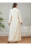 Beige Floral Embroidered Embellished Jalabiya - 4