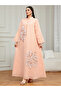 Pink Textured Floral Embellished A-Line Jalabiya - 2