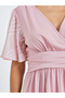 Pink Printed Short Sleeves A-Line Midi Dress - 4