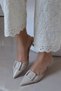 May Kare Buckle-Fastened Pointed Toe Short Kitten Heel Dark Brown Suede Women's Shoes