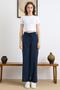 Elastic Waist Wide Leg Modal Trousers Dark Blue 7588 - 5